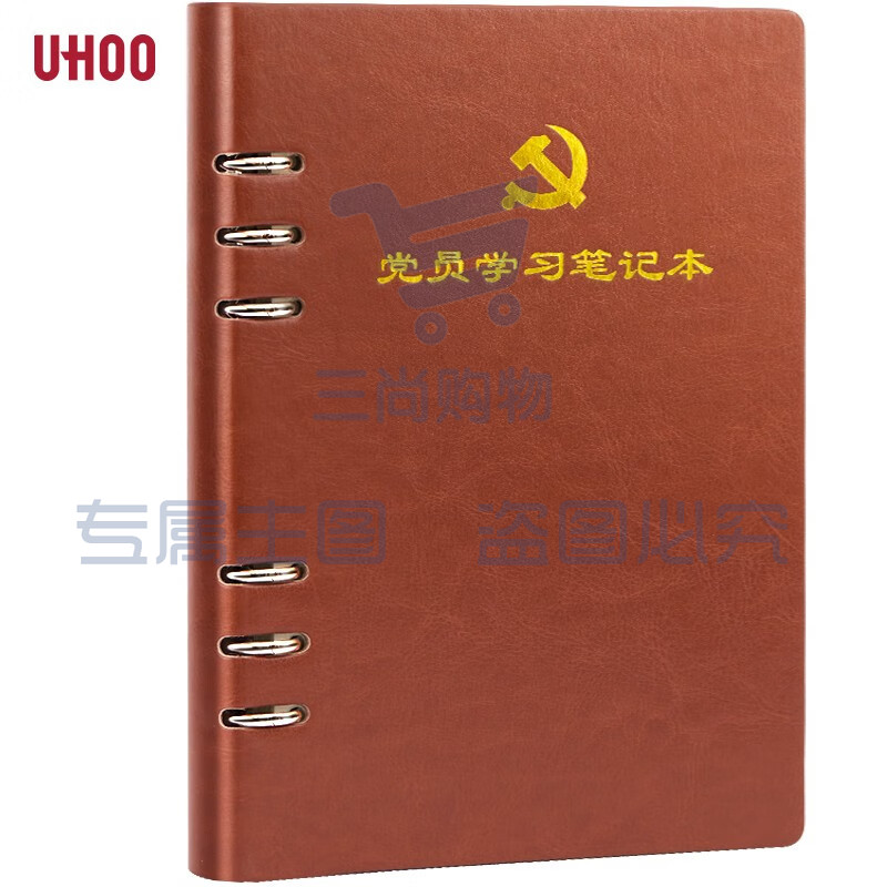 活页式党员学习笔记本A5 党员会议记录本党员本(棕色)