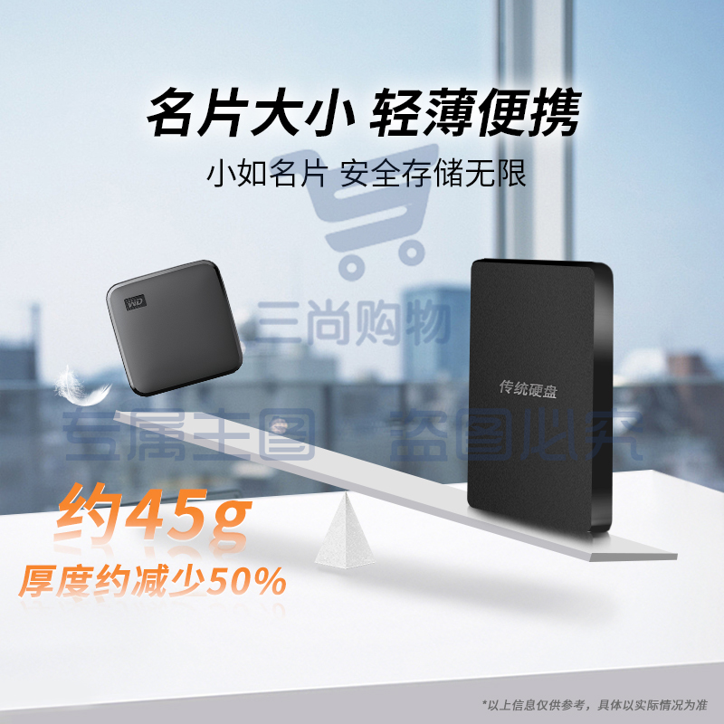 WD西数移动固态硬盘1T电脑笔记本 手机西部数据高速外接移动硬盘
