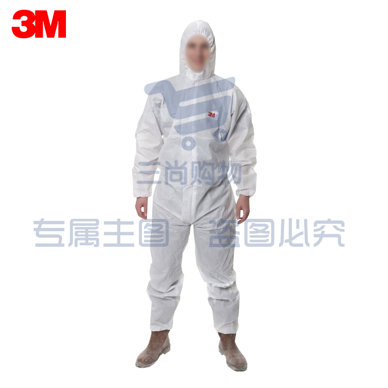 3M 透气带帽连体防护服 工作服 工装服 工作服套装 4515 白色防护服