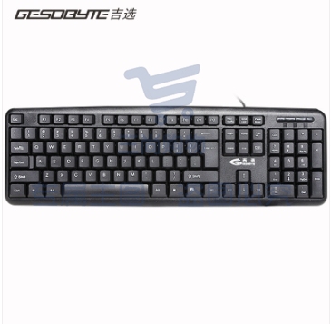吉选（GESOBYTE）KB830USB键盘有线办公键盘 防泼水 笔记本环静电脑通用104低噪音按键  黑   3个起订