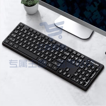 飞利浦（PHILIPS）SPK6103无线键盘 全尺寸键盘 防溅洒设计 商务办公家用键盘 笔记本电脑通用 黑色