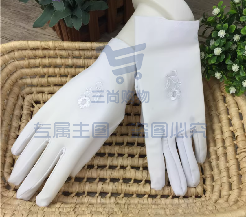 女士弹力刺绣白手套 小号