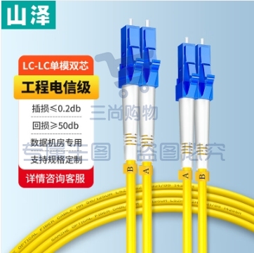 山泽(SAMZHE)光纤跳线 电信级LC-LC单模双芯 低烟无卤环保光纤线 收发器尾纤 10米G1-LCLC10