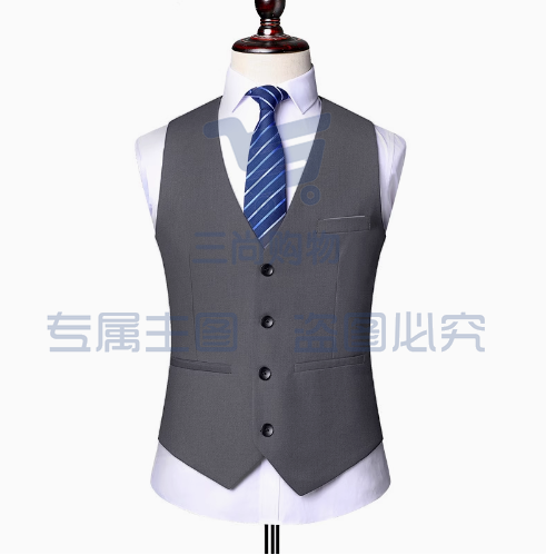 西装马甲男士夏薄款黑色背心男式商务休闲西服