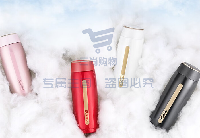 苏泊尔(SUPOR) AIR轻量保温杯 316L不锈钢内胆便携水杯 450ML 温莎红
