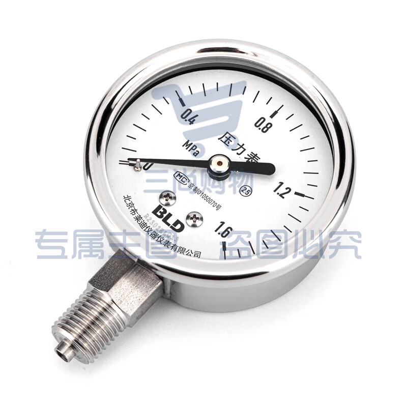 YTH-063全不锈钢压力表径向2.5级耐高温M14*1.5蒸汽 -0.1~0.06Mpa