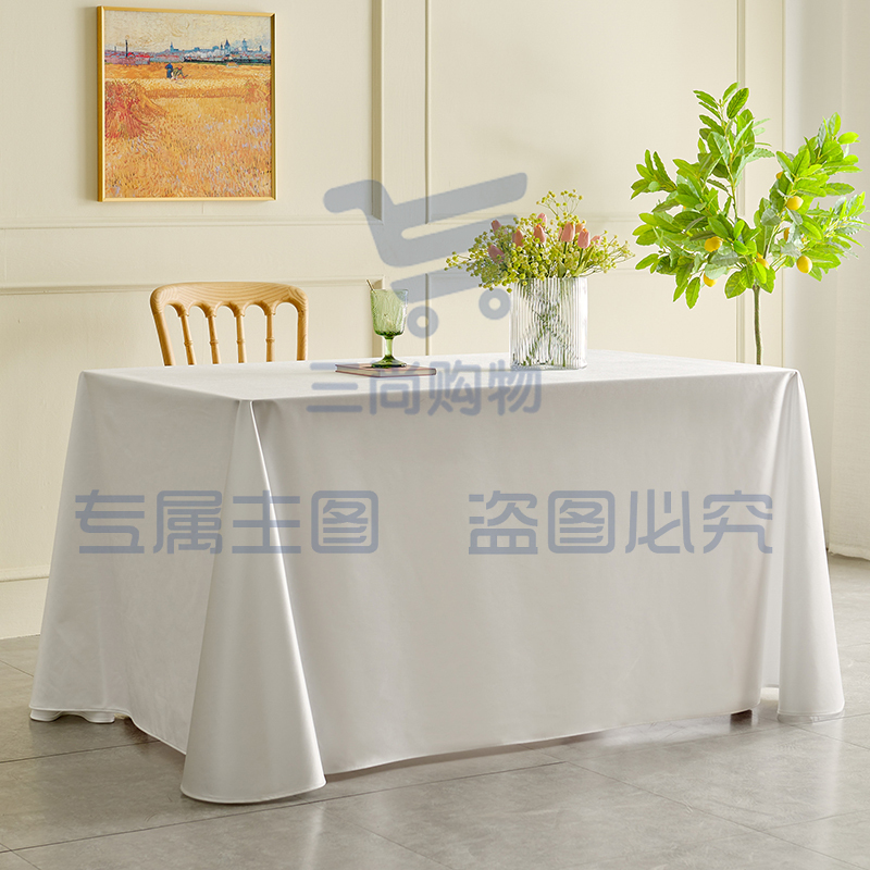 小清新酒店高档会议桌布定制长方形加厚白色轻奢高级感长条桌台布150*210cm