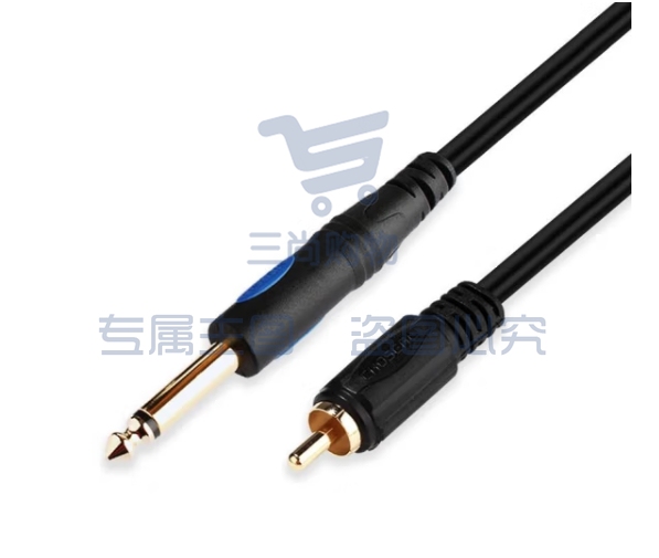秋叶原(CHOSEAL) 6.5mm转RCA莲花音频线 电脑电视功放音箱吉他调音台连接线 6.5转莲花公对公 1.8米