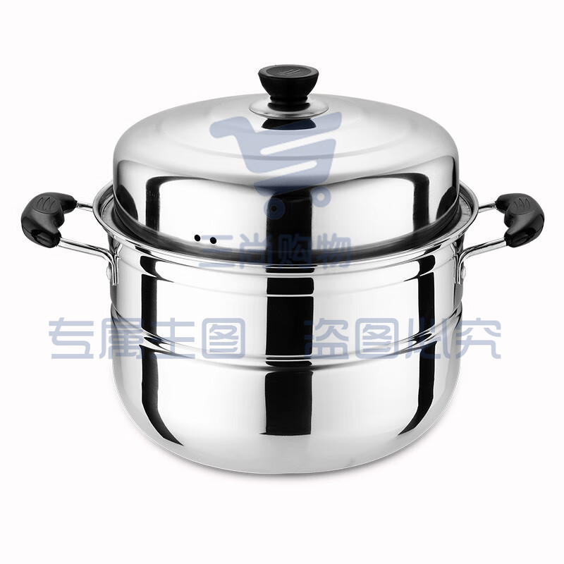 烝笼烝锅锑锅闷罐多层大号蒸锅 大不锈钢加厚蒸笼蒸格汤锅双层三层商用家用煤气炉电磁炉锅具 26cm二层