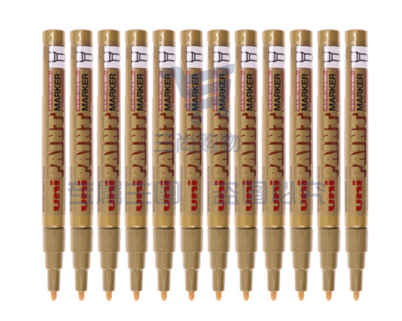 三菱(Uni)PX-21 小字油漆笔 0.8-1.2mm工业记号笔物流笔(可用于汽车补漆)金色12支装   WLSZ05241253392022