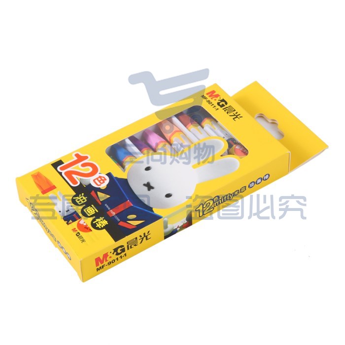 晨光(M&amp;G)MF9011-1米菲卡通3D六角油画棒蜡笔绘画笔12色/盒.