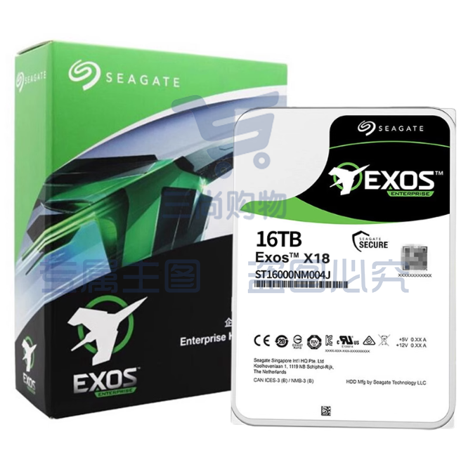 希捷（SEAGATE）企业级硬盘16TB 256MB 7200RPM CMR垂直 SAS 希捷银河Exos X18系列 氦气 服务器硬盘ST16000NM004J