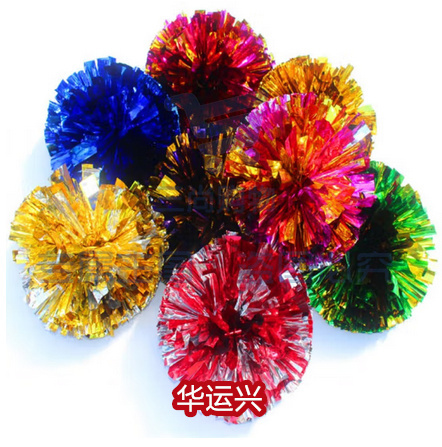 啦啦操花球拉拉队手花手摇花舞蹈表演出手拿花运动会道具手持彩球 手柄款 大红