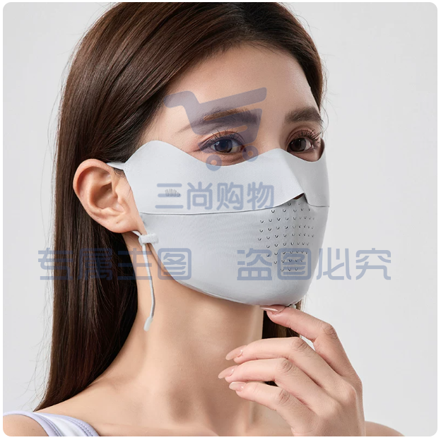 蕉下轻薄无痕防晒口罩AL203护眼角夏季款透气抗UV女冰丝面罩 烟灰蓝
