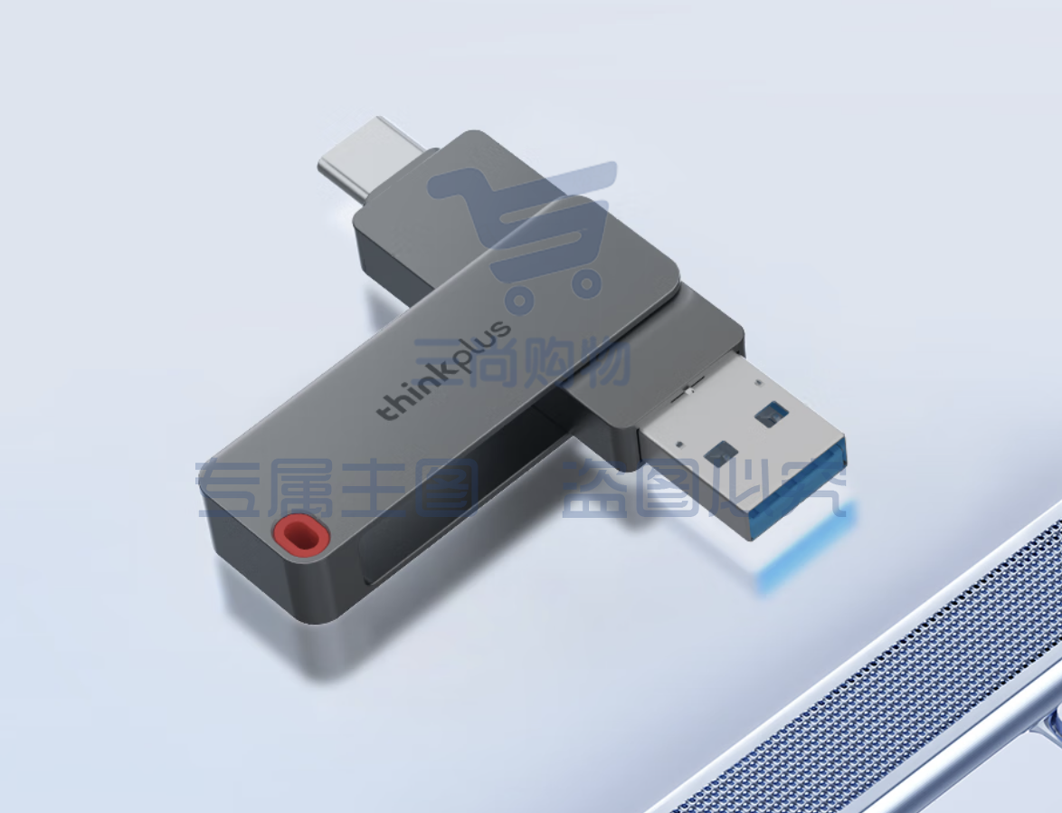 ThinkPlus联想128GB Type-C USB3.2 双接口U盘通用大容量 办公商务u盘TPU301