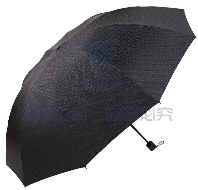 天堂伞33575E时尚印记晴雨伞女遮阳伞防晒抗UV黑胶折叠三折伞
